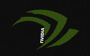 Nvidia 標誌由綠色代碼在深色紋理背景上製成。