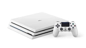 白色背景上的白色 PlayStation 4 主機和控制器