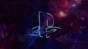 PlayStation 標誌在色彩繽紛的星空星雲中發光。