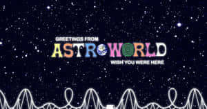AstroWorld標誌與過山車，背景為星空夜空