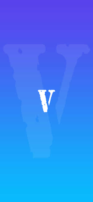 一個白色字母V在藍色漸變背景上，背後有一個微妙的陰影V。
