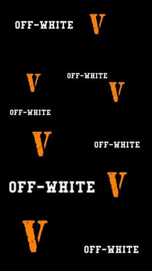 在黑色背景上重複的Off-White標誌和文字