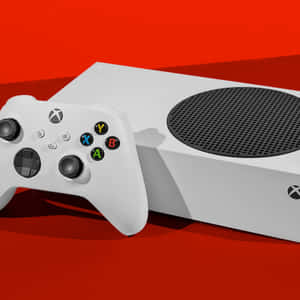 白色Xbox主機和手掣在紅色背景上