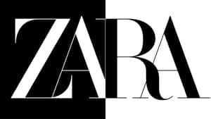 ZARA品牌標誌，採用大膽的黑白極簡字體。