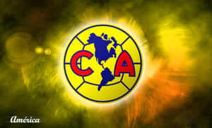 Club América 足球隊標誌閃耀著明亮的光效。