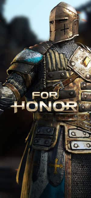 來自遊戲《For Honor》的中世紀騎士，身穿帶有十字徽章的戰鬥盔甲。 — iPhone 11 Pro 壁紙