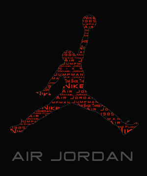 紅色文字填充的米高佐敦入樽剪影，黑色背景，下方有「Air Jordan」文字。