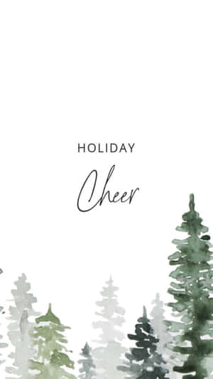 白色背景上的水彩松樹與 holiday cheer 文字