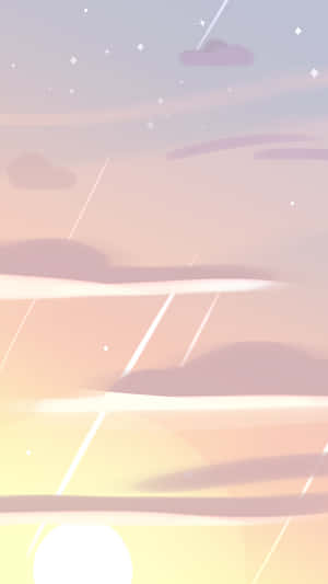 粉彩日落天空，帶有柔軟雲朵和發光光線。