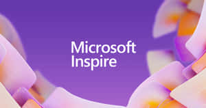 Microsoft Inspire 活動品牌，採用抽象紫色和粉紅色形狀。