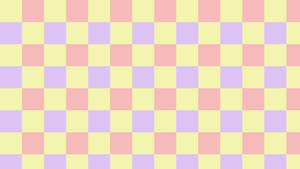 粉紅、薰衣草紫和黃色方格的柔和色調棋盤格圖案。