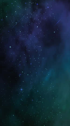 深藍綠色和靛藍色中帶有發光星雲和流星的星空。