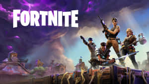 木箱上的Fortnite角色，喪屍手在紫色暴風雲下向上伸出。
