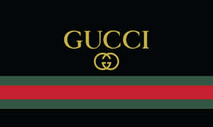 黑色背景上帶有紅綠條紋的 Gucci 標誌