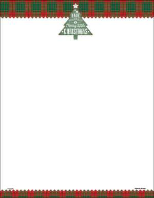 節日信紙，帶有格紋邊框和聖誕樹標誌。