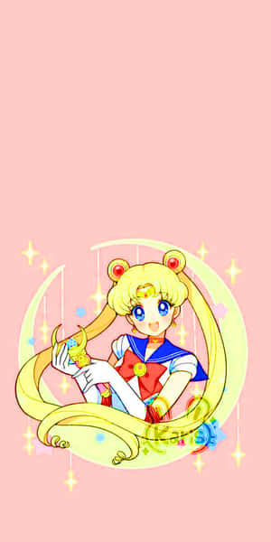 美少女戰士Sailor Moon動漫角色坐在新月上閃閃發光