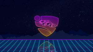 霓虹火箭車在星空背景下飛越發光網格。 — 火箭 GIF 壁紙