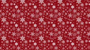 紅色背景，帶有白色雪花和Merry Christmas文字。 — 簡約聖誕 壁紙