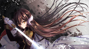 長髮持光劍的動漫戰士女孩，雪地戰鬥場景 — 碧藍航線 壁紙