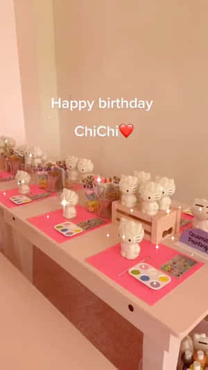為兒童生日派對設置的Hello Kitty陶瓷繪畫站。 — Hello kitty 美學 GIF 壁紙