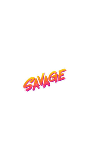 在白色背景上以橙色、粉紅色和黃色漸變顯示「savage」的粗體塗鴉風格文字。 — 狼 壁紙