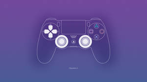 紫色漸變背景上的白色 PlayStation 4 控制器輪廓