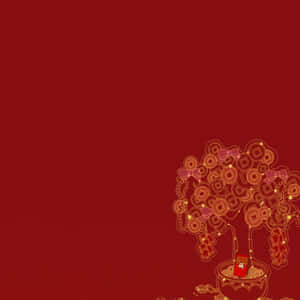 農曆新年的節日樹，帶有金幣和粉紅色蝴蝶結。 — 中國新年 壁紙