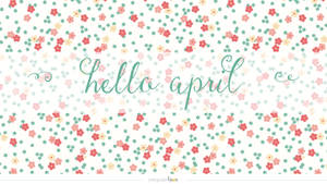 帶有花卉圖案背景的hello april問候。