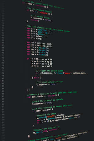 在深色編輯器背景上色彩鮮豔的語法突顯JavaScript程式碼。
