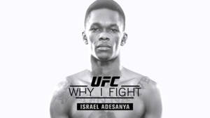 UFC戰士伊斯雷爾·阿德桑亞的黑白肖像，帶有「Why I Fight」文字。 — 火影忍者海報 壁紙