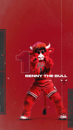 Benny the Bull 吉祥物身穿紅色芝加哥公牛隊制服自信地擺姿勢。 — 凌志標誌 GIF 壁紙