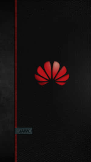 黑色皮革Huawei裝置，帶紅色標誌和側條 — Huawei 壁紙