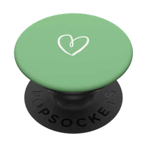 薄荷綠色PopSocket，白色心形標誌，黑色底座。