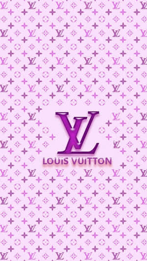 紫色Louis Vuitton字母組合圖案牆紙，中央帶有標誌。