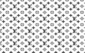 白色背景上的黑色 Louis Vuitton 字母組合和花卉圖案。
