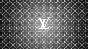 Louis Vuitton 字母組合圖案牆紙，中央有標誌