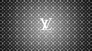 帶有中央標誌的Louis Vuitton字母組合圖案牆紙。