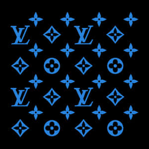 黑色背景上的藍色 Louis Vuitton 字母圖案