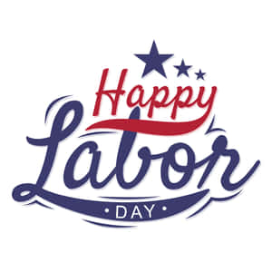 Happy Labor Day 愛國圖形 紅藍文字和星星
