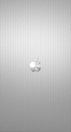 銀色 Apple 標誌在穿孔金屬灰色背景上 — 銀色 壁紙