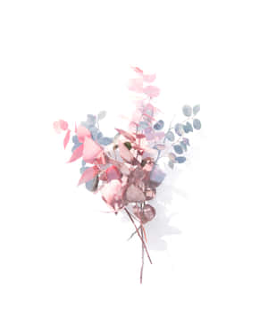 白色背景上柔和粉紅色和藍色的桉樹花束。 — Galaxy Z Fold 5 壁紙
