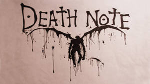 Death Note 標誌，帶有滴墨和蝙蝠剪影，在米色紙上。