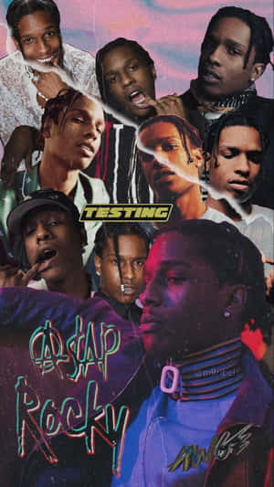 ASAP Rocky拼貼畫，帶有塗鴉文字和宇宙背景