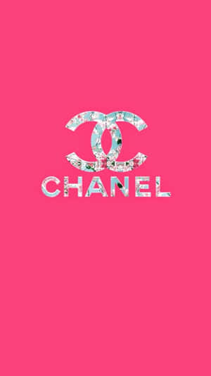 粉紅色背景上的花卉圖案 Chanel 標誌 — iPhone 7 壁紙