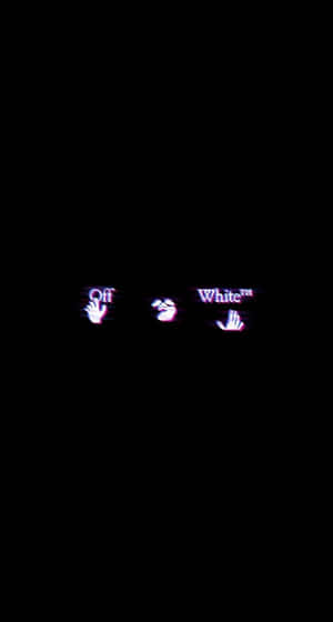 黑色背景上的霓虹 Off White 標誌與手形圖示