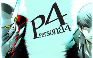兩個動漫角色在發光的青色背景上，兩側夾著 Persona 4 標誌。