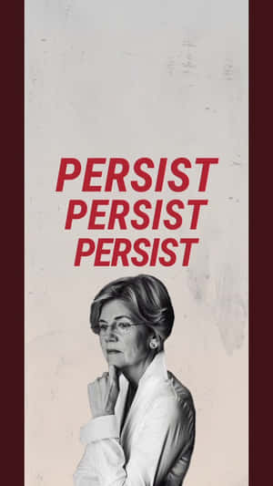 一位戴眼鏡、身穿白襯衫的女性，上方有「PERSIST」文字。