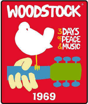 胡士托1969海報，結他上的鴿子象徵和平與音樂。 — Motorola Razr 70 Ultra 壁紙
