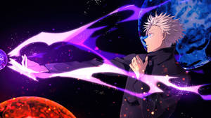 動漫戰士在太空行星之間引導宇宙能量。 — 咒術回戰 壁紙