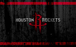 Houston Rockets 籃球隊標誌在深色紋理背景上，帶有紅色點綴。
